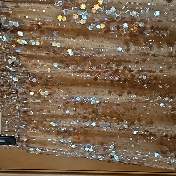 Zara Gold Sequined Maxi Skirt sz Large - Picture 2 of 5